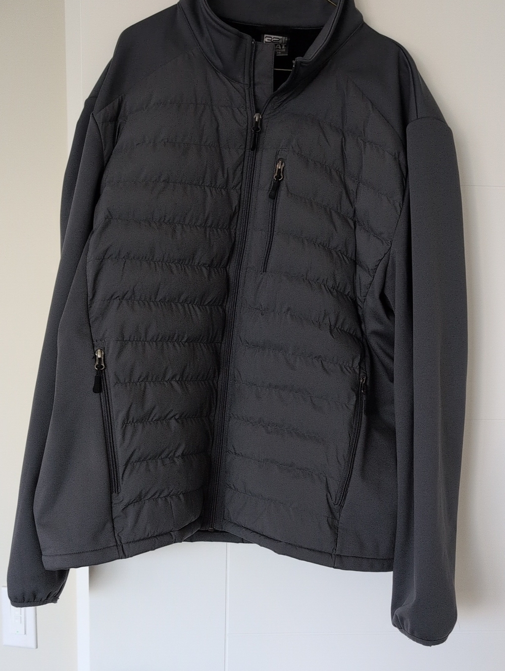 Men's Dark Gray Quilted Hybrid Jacket